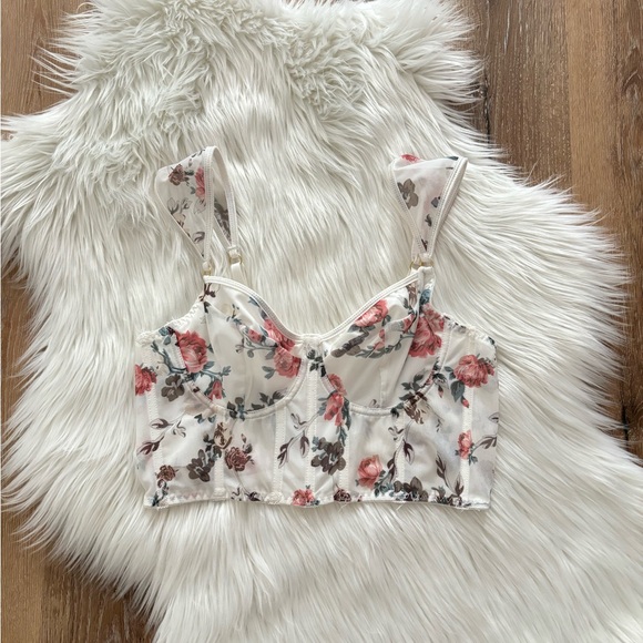 NWOT Floral Print Mesh Corset Bra with Underwire - Picture 4 of 13